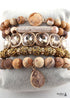 Boho Bracelet, RH Bracelet Set, Diamon Leaf, Natural Stones in Green, Rose, Purple